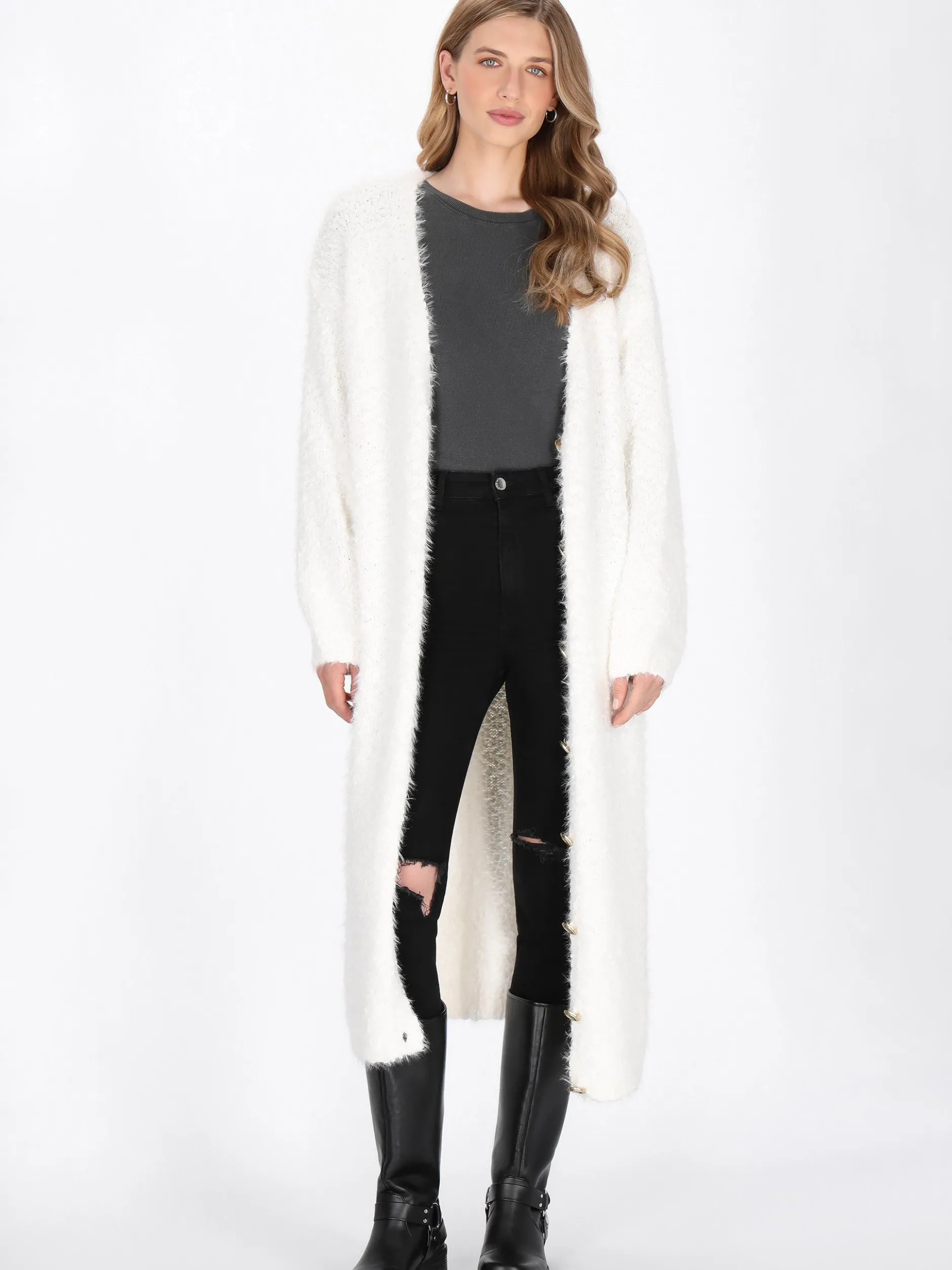 Dreimaster Damen Strickjacke in weiß