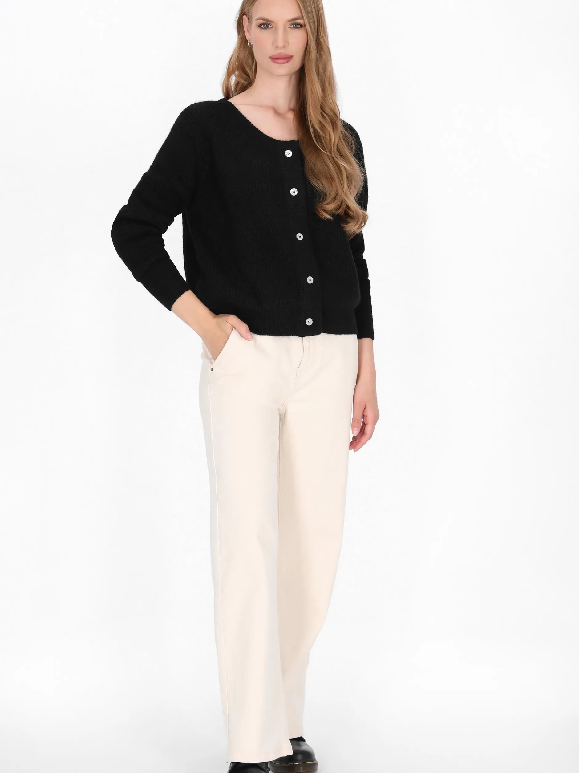 Dreimaster Damen Strickjacke in schwarz