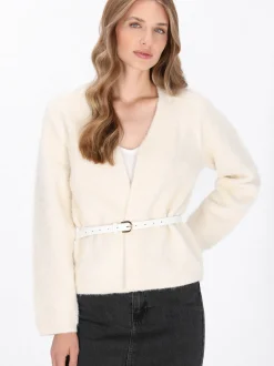 Dreimaster Damen Strickjacke in weiß