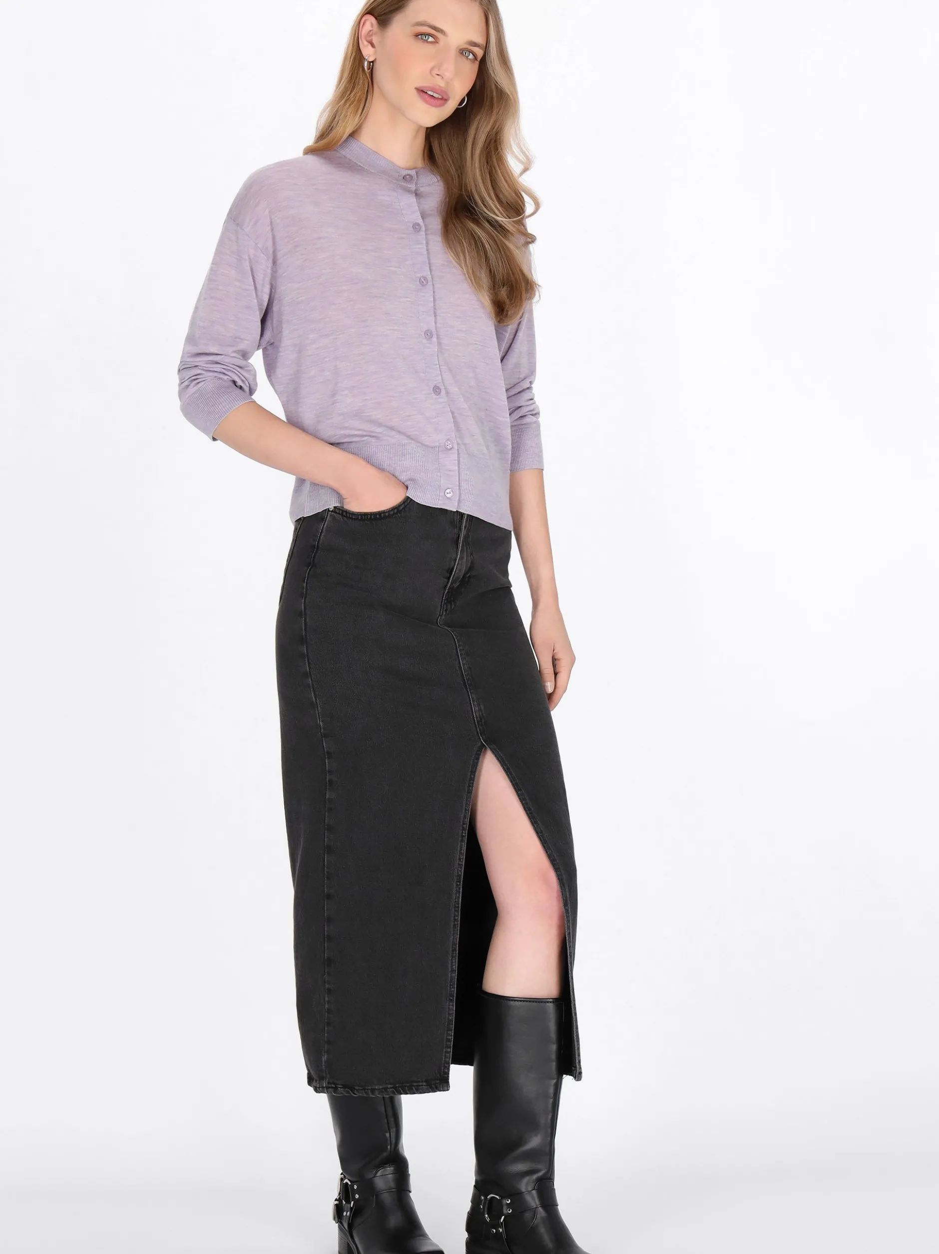 Dreimaster Damen Strickjacke in lila