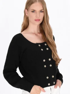 Dreimaster Damen Strickjacke in schwarz