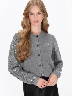 Dreimaster Damen Strickjacke in grau