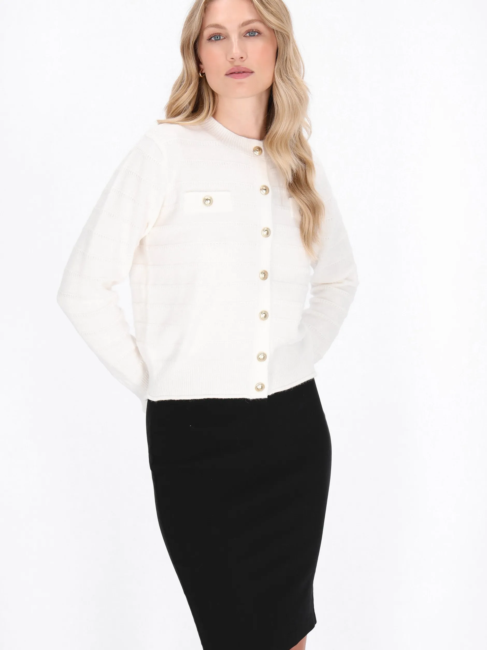 Dreimaster Damen Strickjacke in weiß