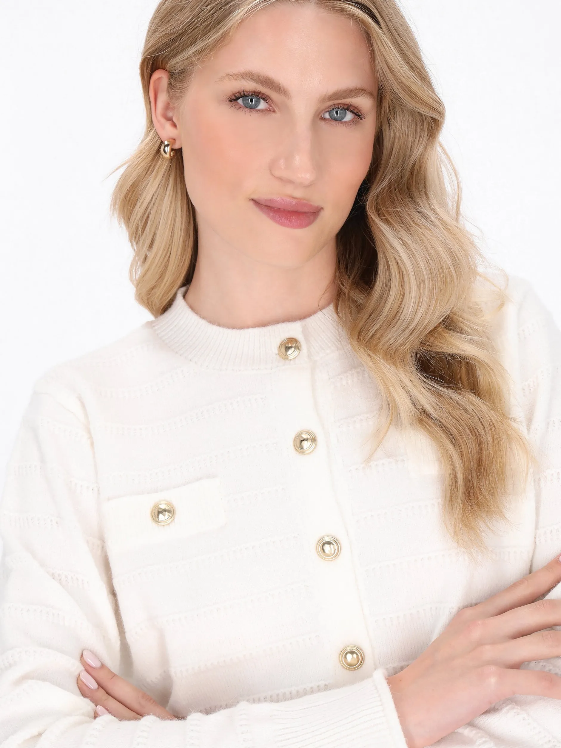 Dreimaster Damen Strickjacke in weiß