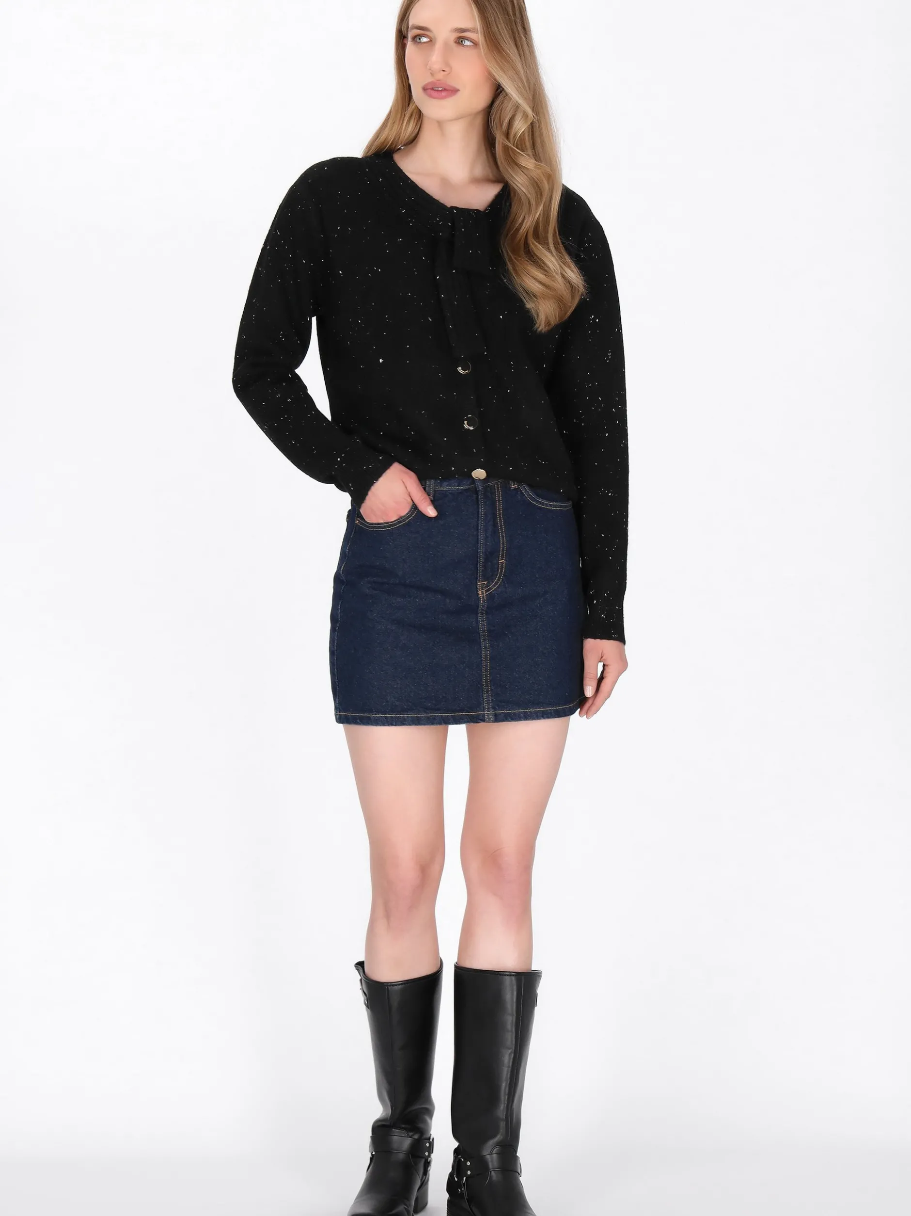 Dreimaster Damen Strickjacke in schwarz