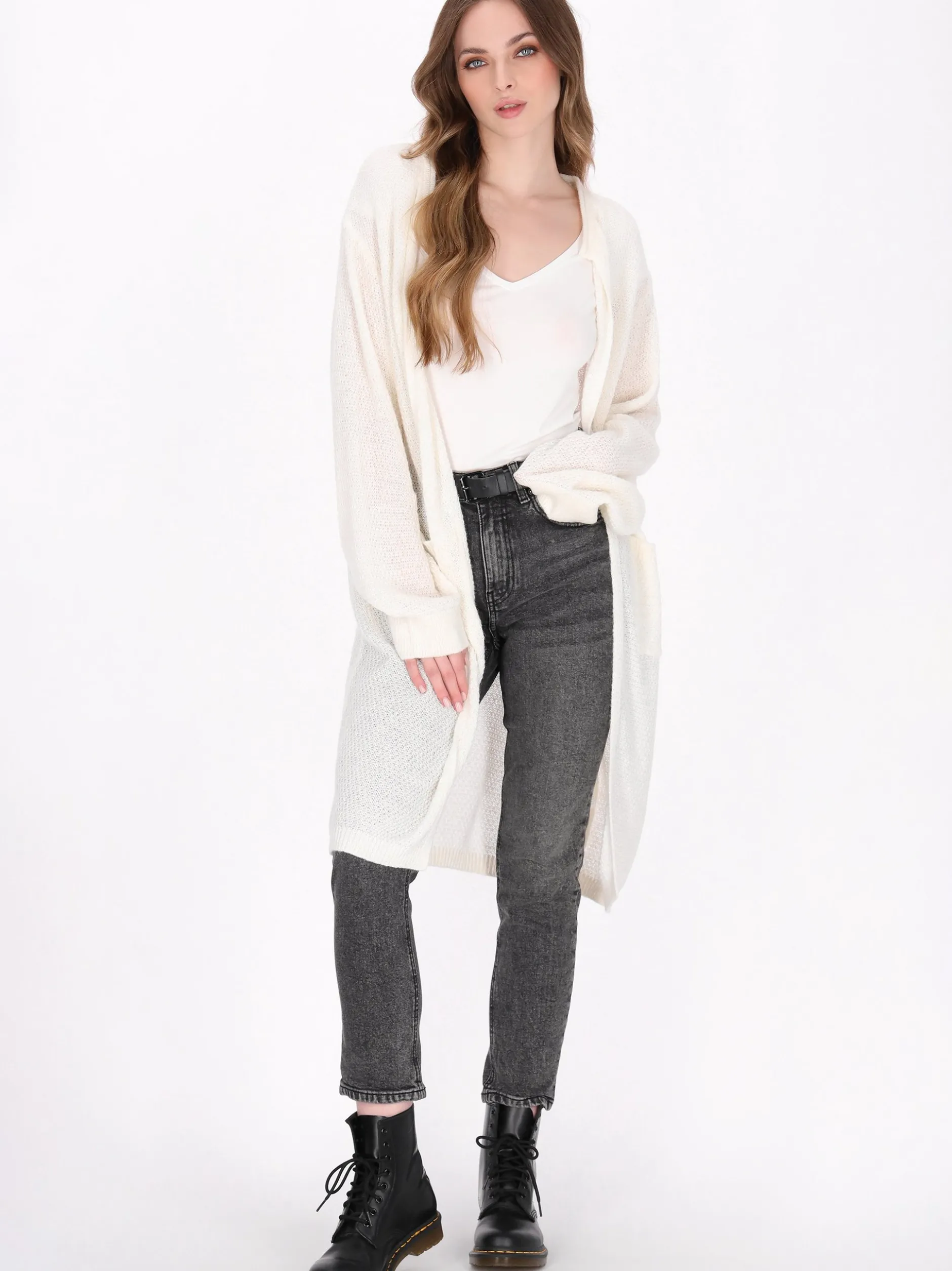 Dreimaster Damen Strickjacke in weiß