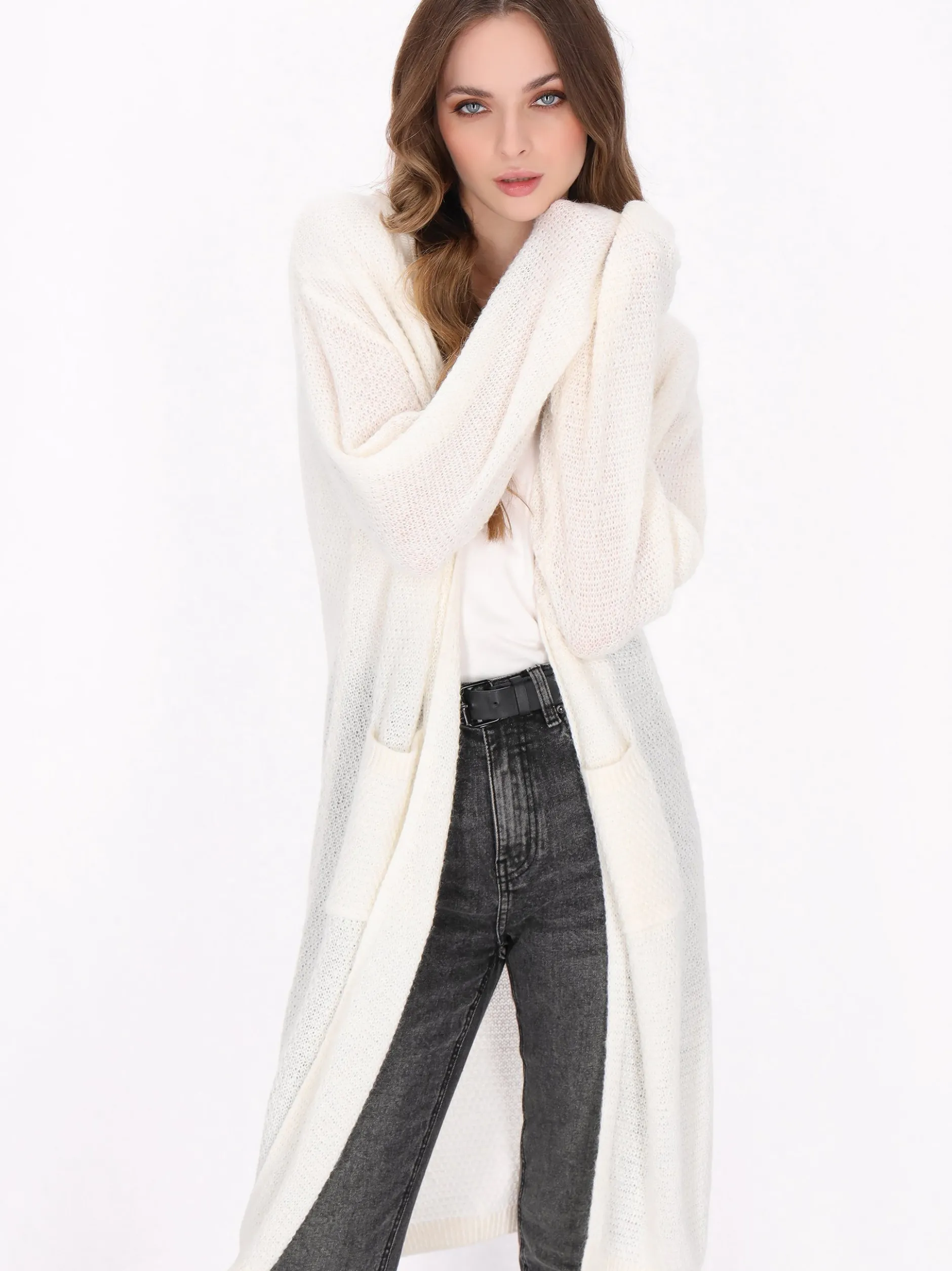 Dreimaster Damen Strickjacke in weiß