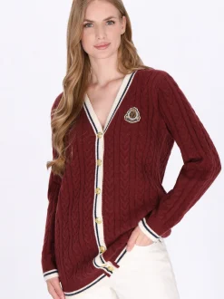 Dreimaster Damen Strickjacke in rot