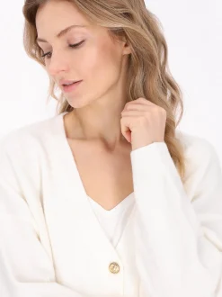 Dreimaster Damen Strickjacke in weiß