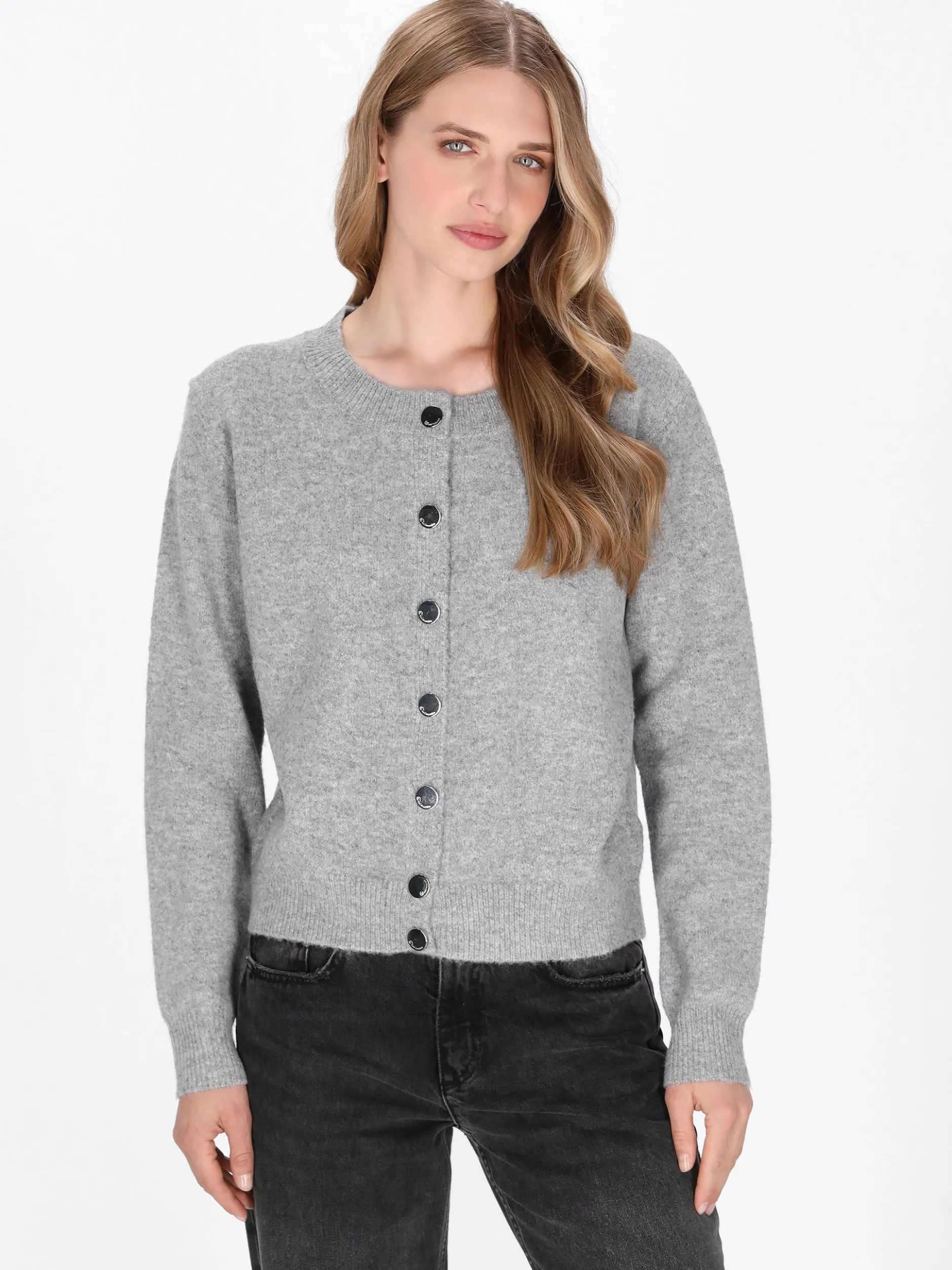 Dreimaster Damen Strickjacke in grau
