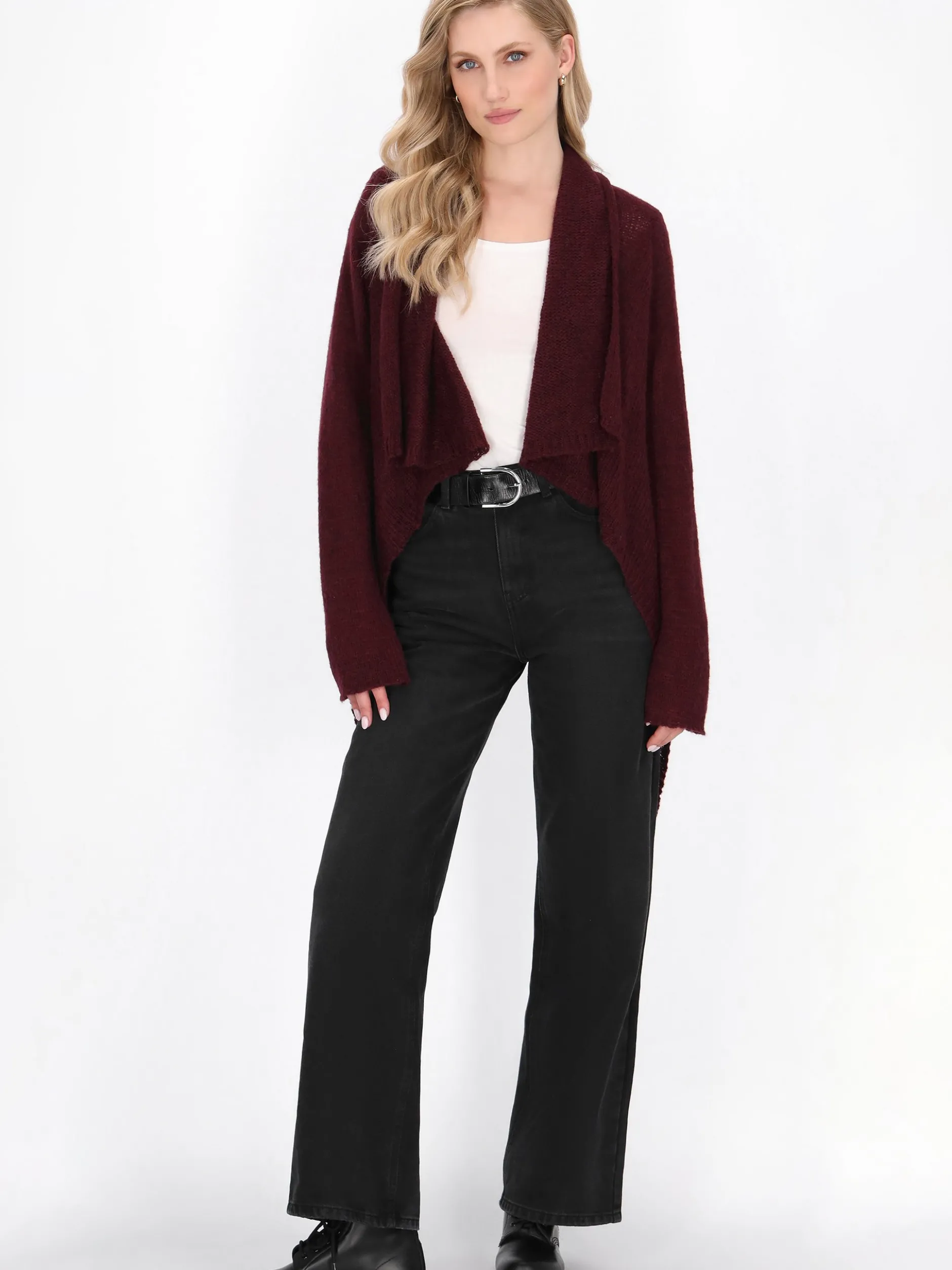 Dreimaster Damen Strickjacke in bordeaux