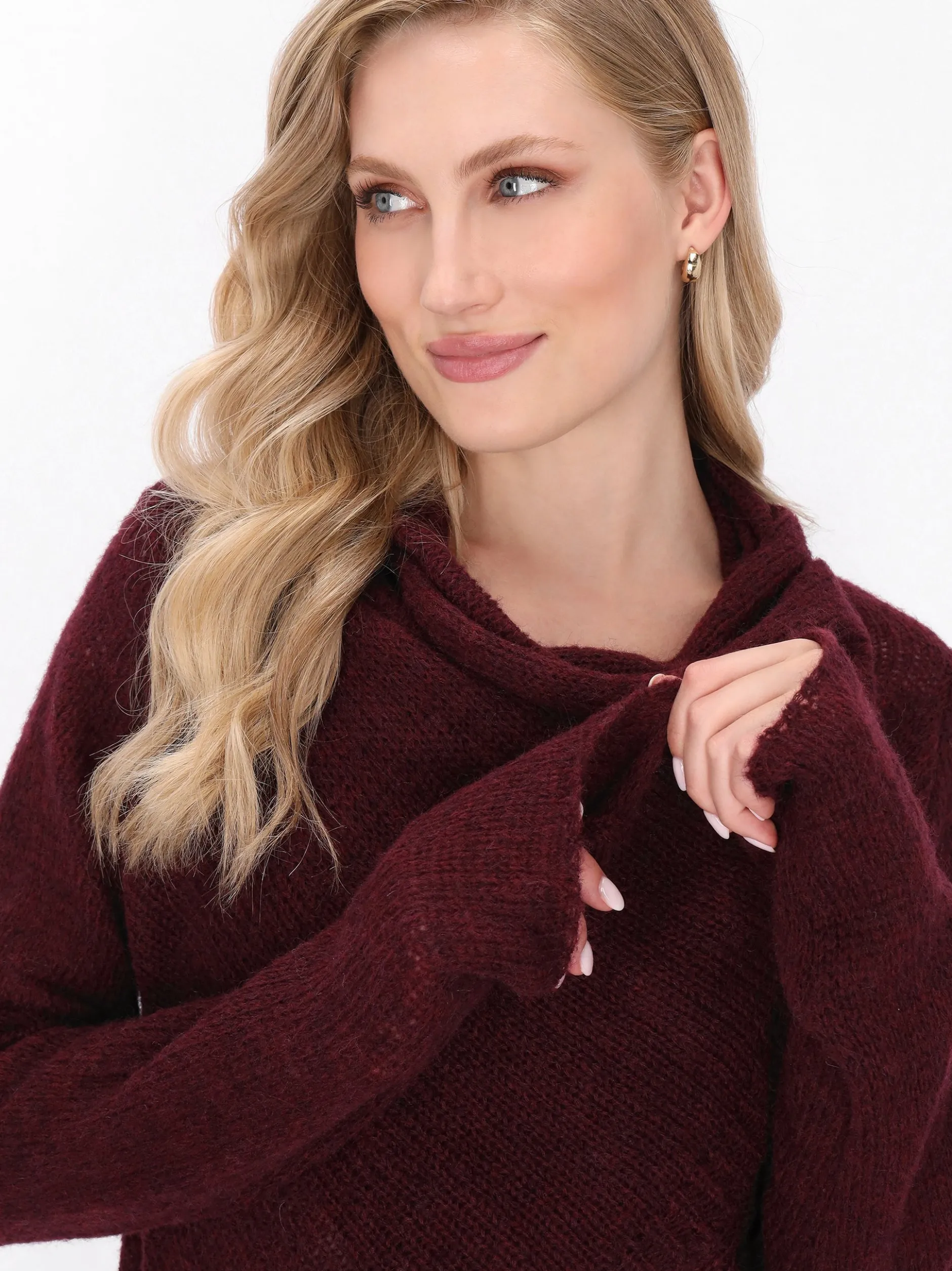 Dreimaster Damen Strickjacke in bordeaux