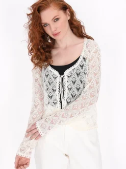 Dreimaster Damen Strickjacke in weiß