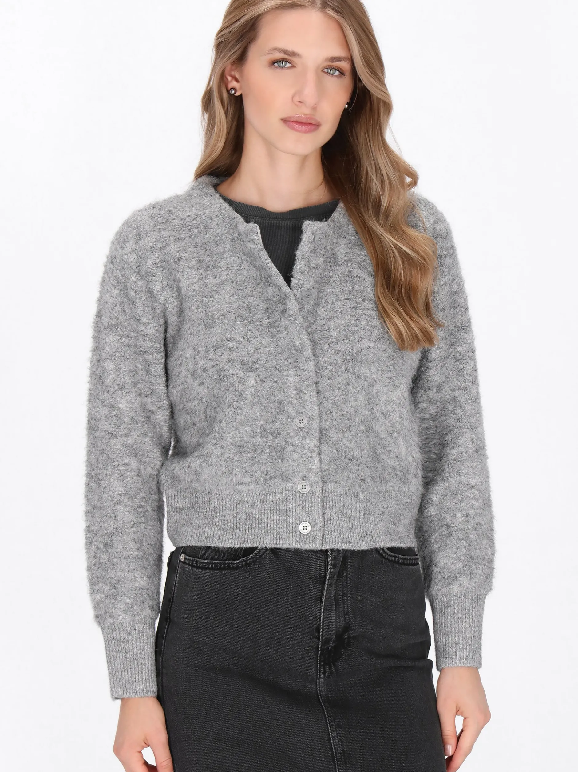 Dreimaster Damen Strickjacke in grau