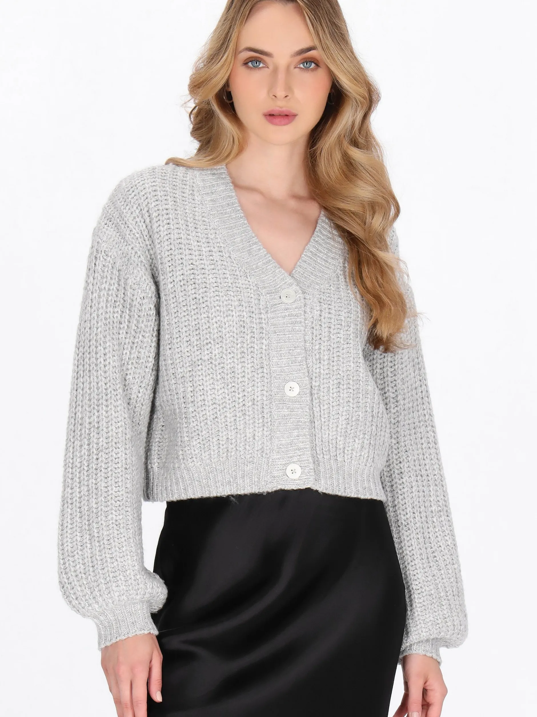 Dreimaster Damen Strickjacke in grau