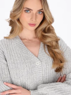 Dreimaster Damen Strickjacke in grau