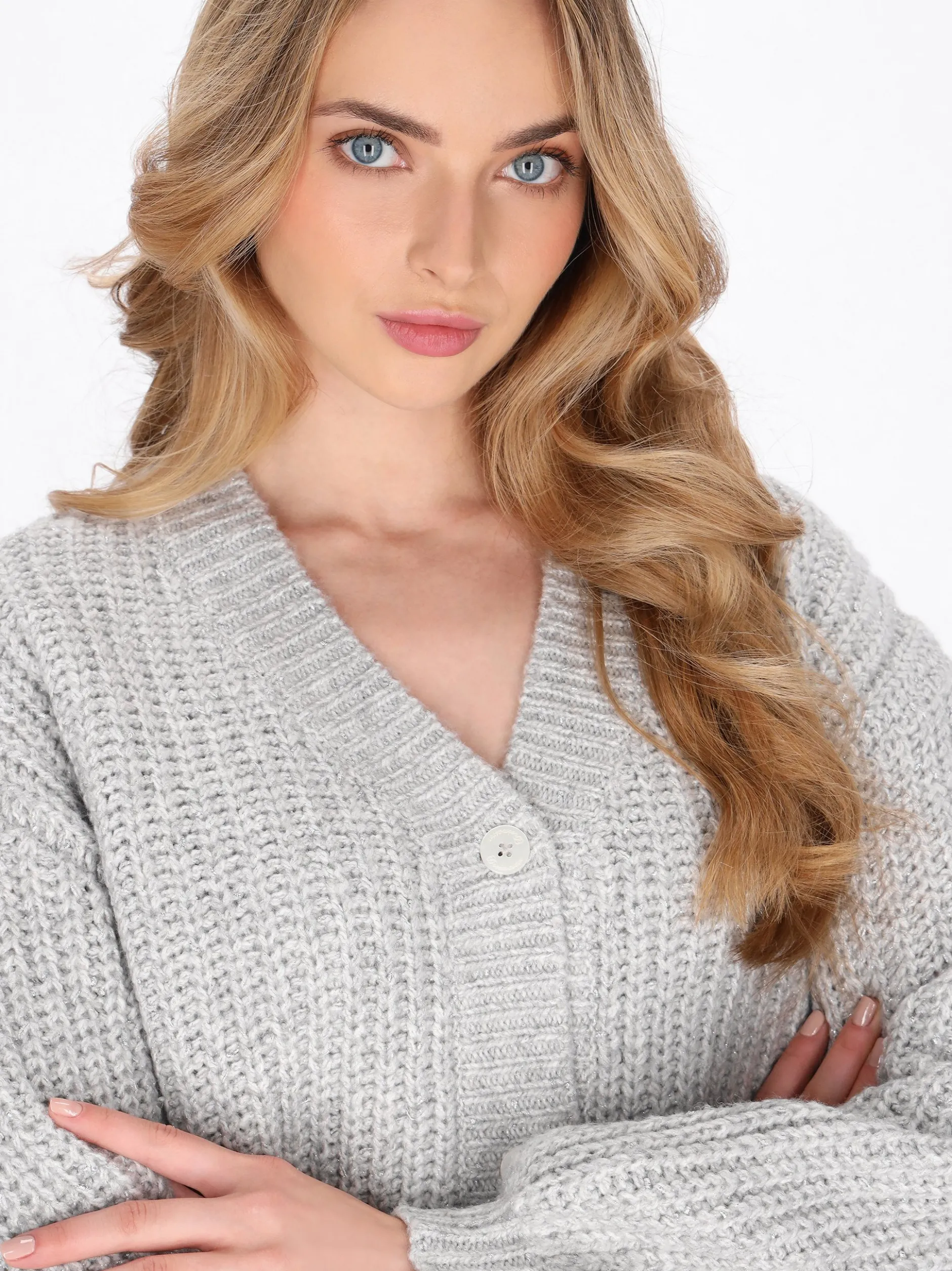 Dreimaster Damen Strickjacke in grau
