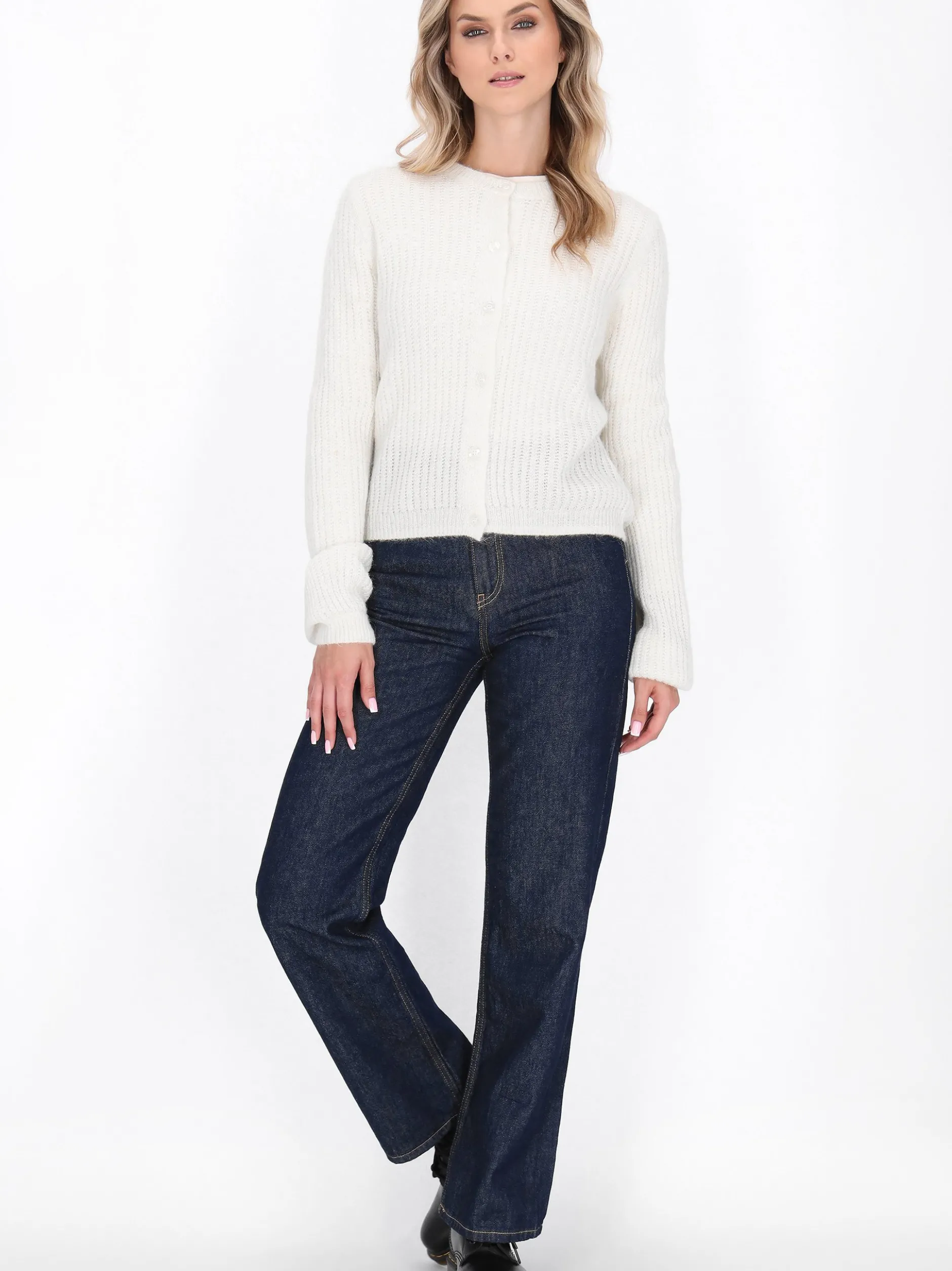 Dreimaster Damen Strickjacke in weiß