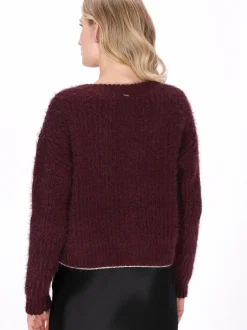 Dreimaster Damen Strickjacke in bordeaux