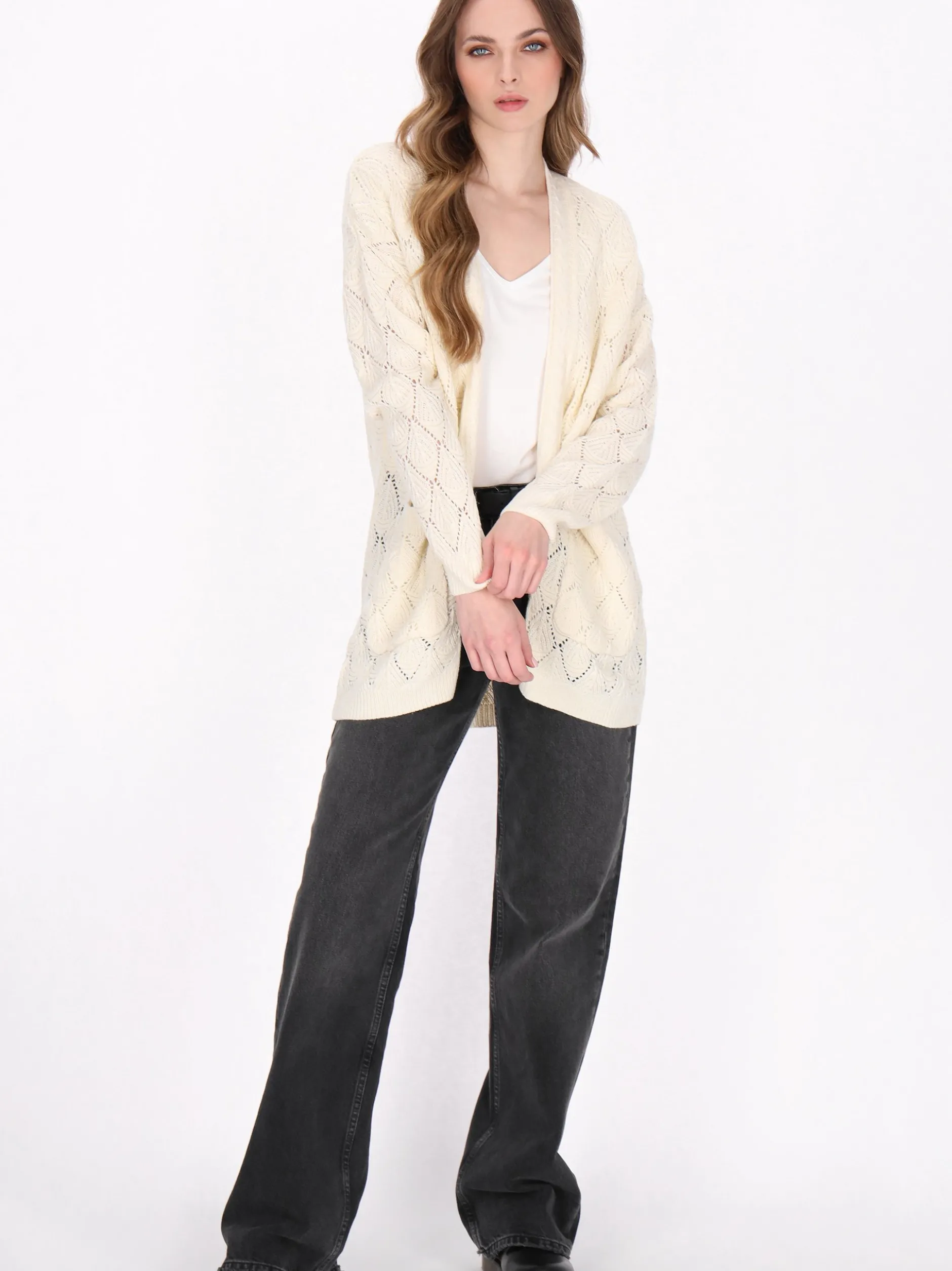 Dreimaster Damen Strickjacke in weiß
