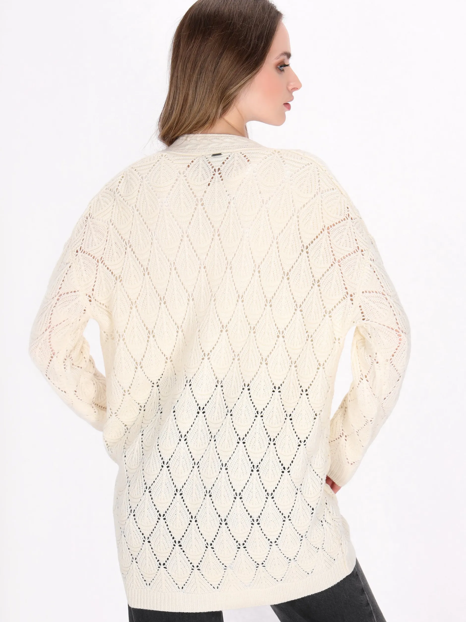 Dreimaster Damen Strickjacke in weiß