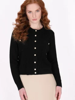 Dreimaster Damen Strickjacke in schwarz