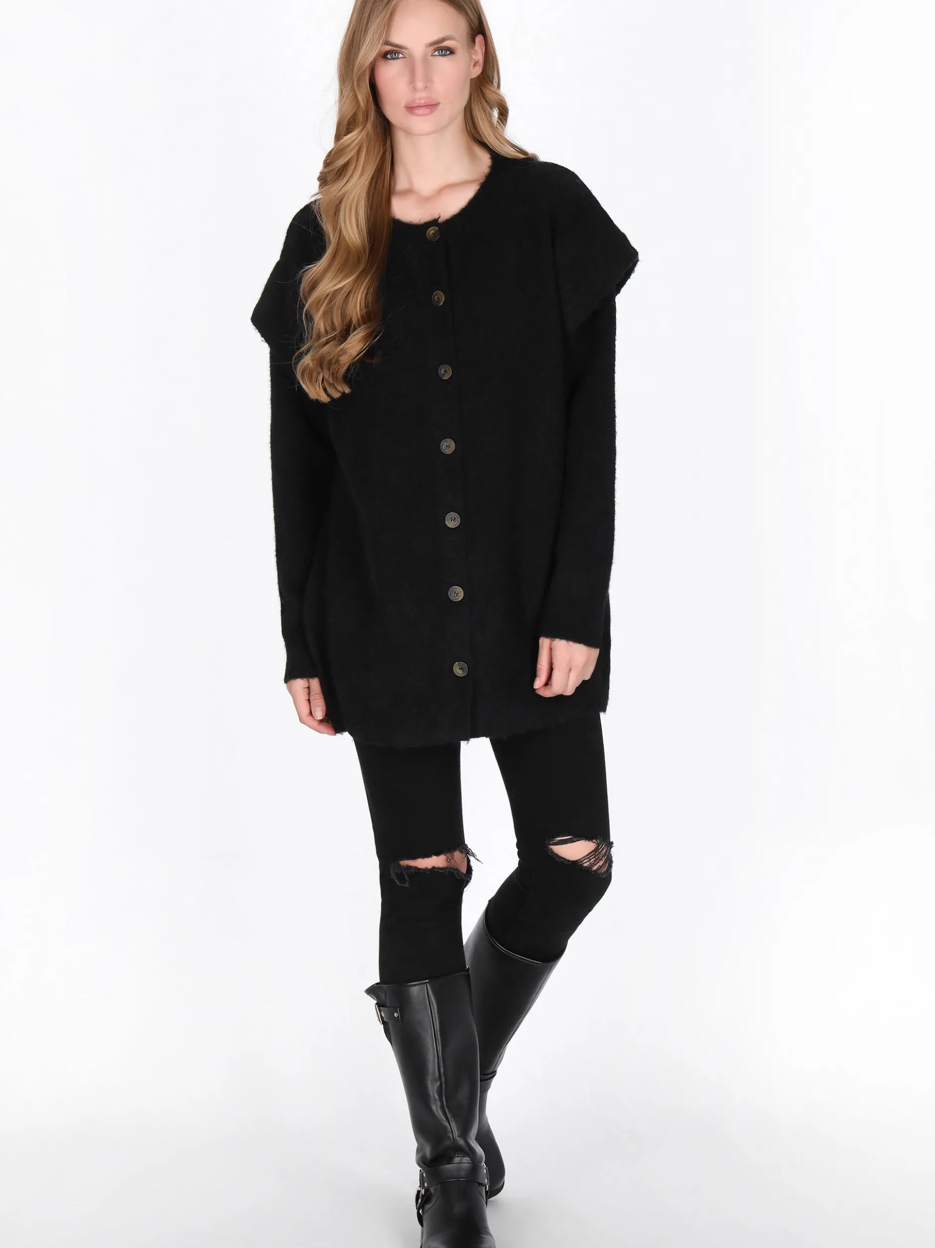 Dreimaster Damen Strickjacke in schwarz