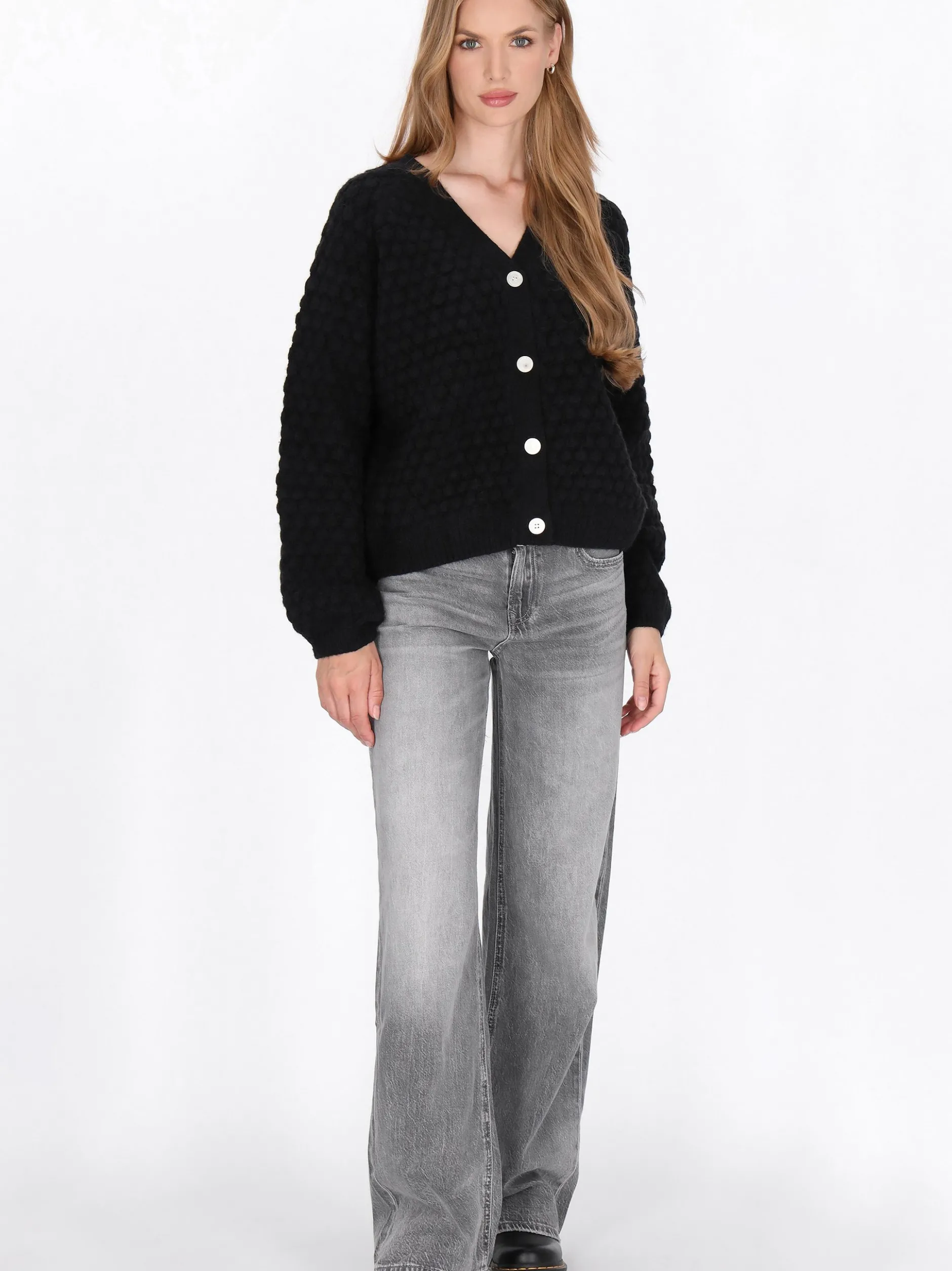 Dreimaster Damen Strickjacke in schwarz