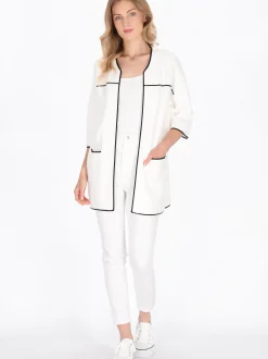 Dreimaster Damen Strickjacke in weiß