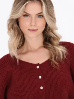 Dreimaster Damen Strickjacke in bordeaux