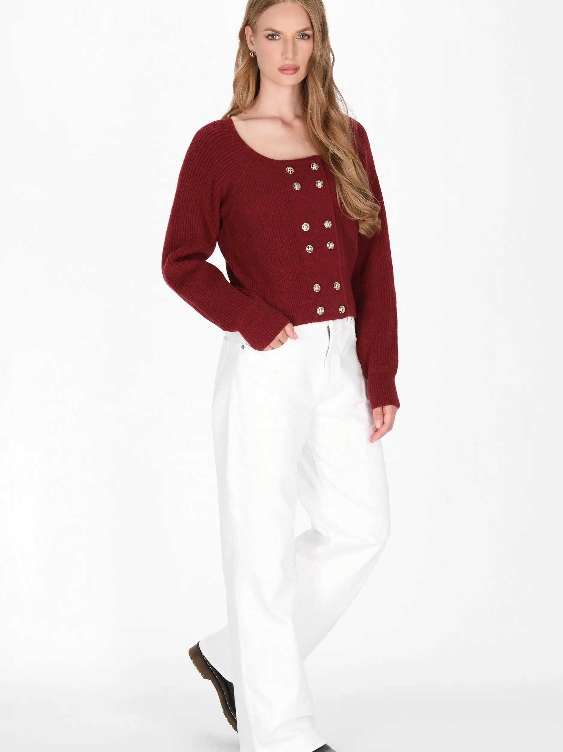 Dreimaster Damen Strickjacke in bordeaux