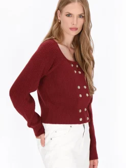 Dreimaster Damen Strickjacke in bordeaux