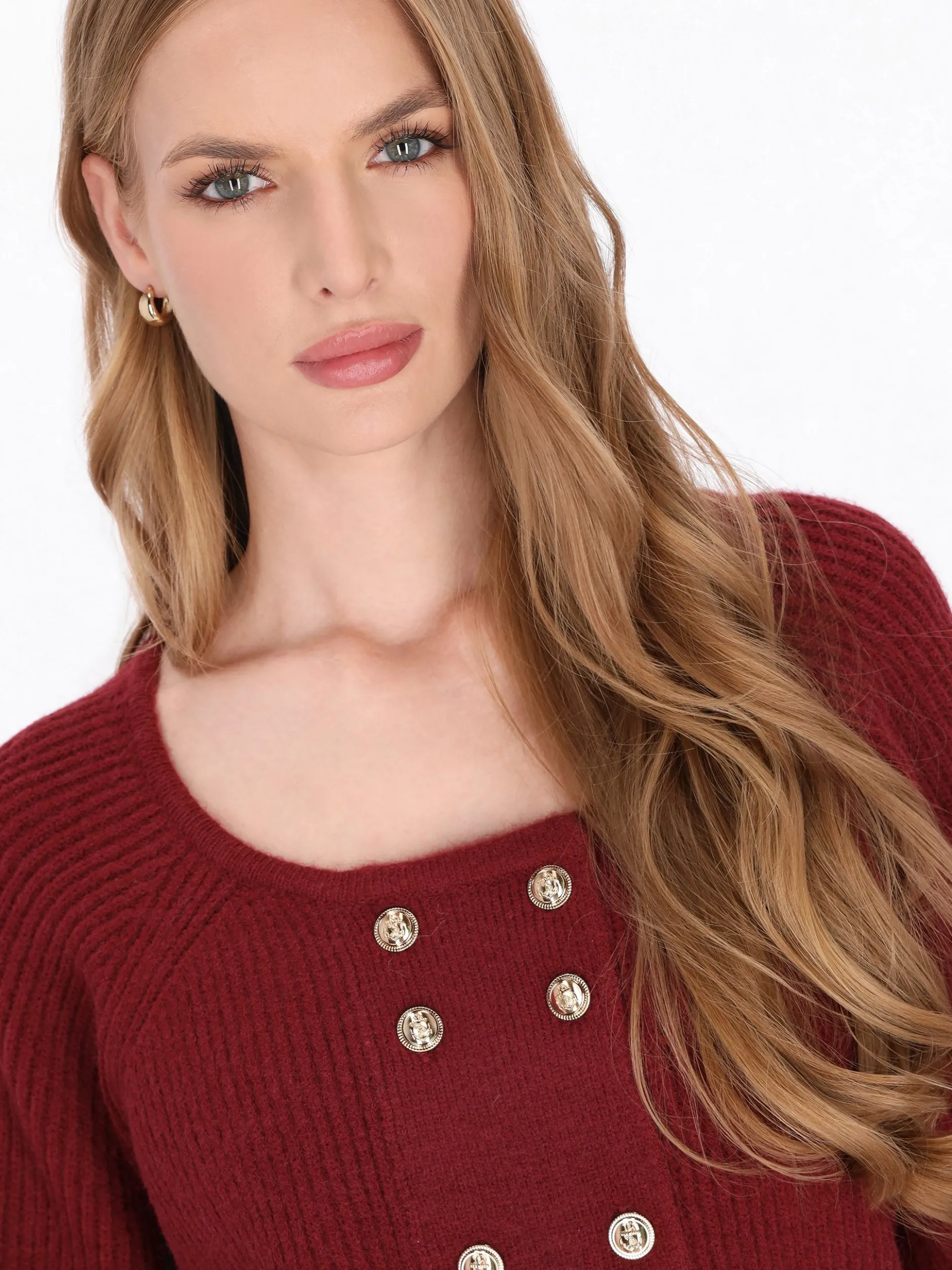 Dreimaster Damen Strickjacke in bordeaux