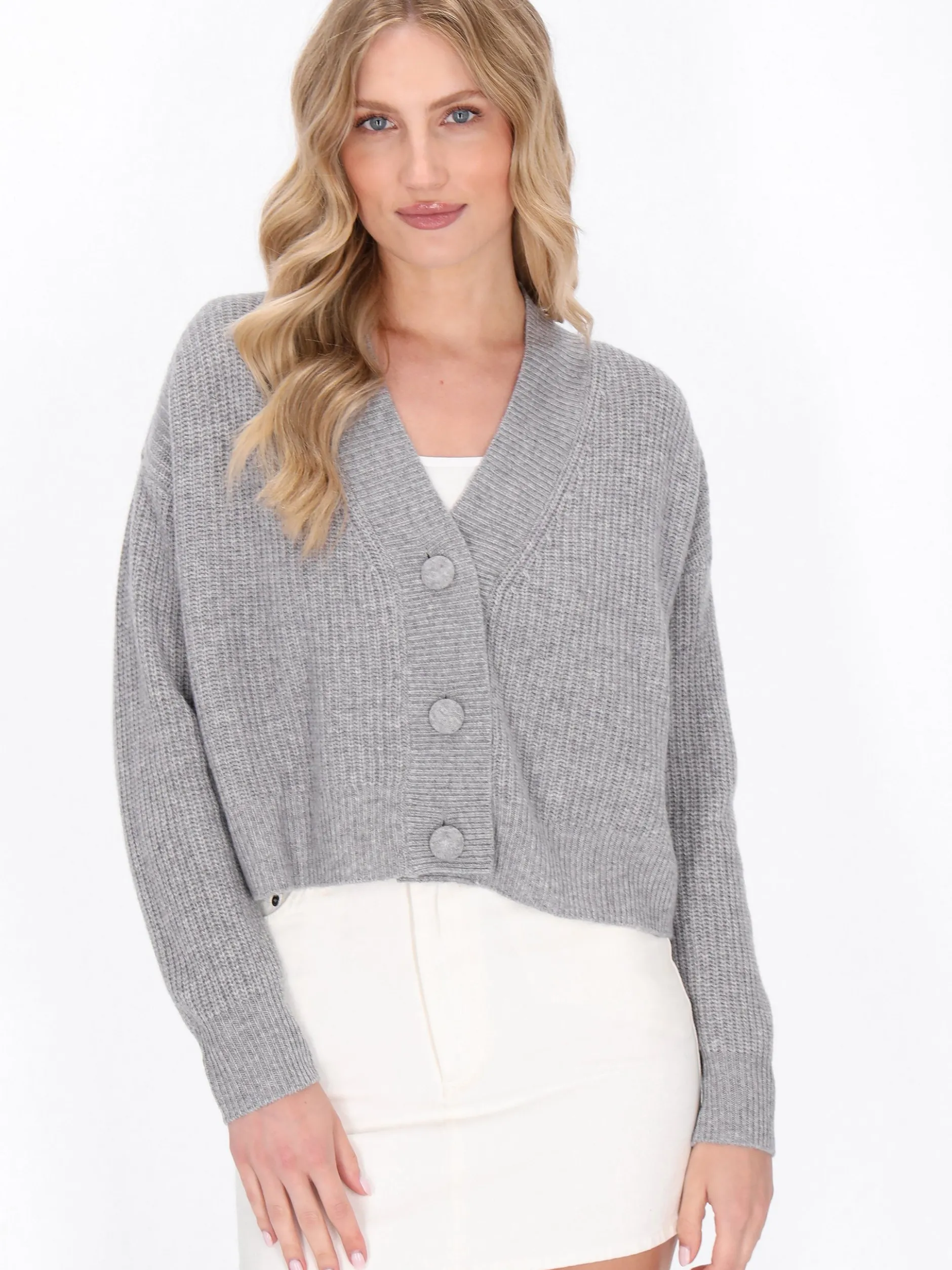Dreimaster Damen Strickjacke in grau