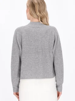 Dreimaster Damen Strickjacke in grau