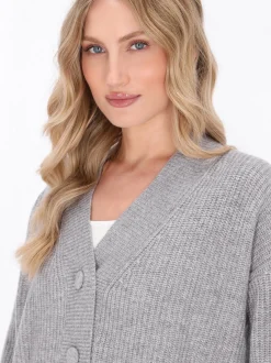 Dreimaster Damen Strickjacke in grau