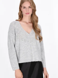 Dreimaster Damen Strickjacke in grau