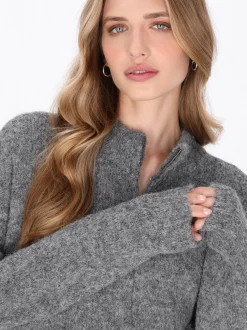Dreimaster Damen Strickjacke in grau