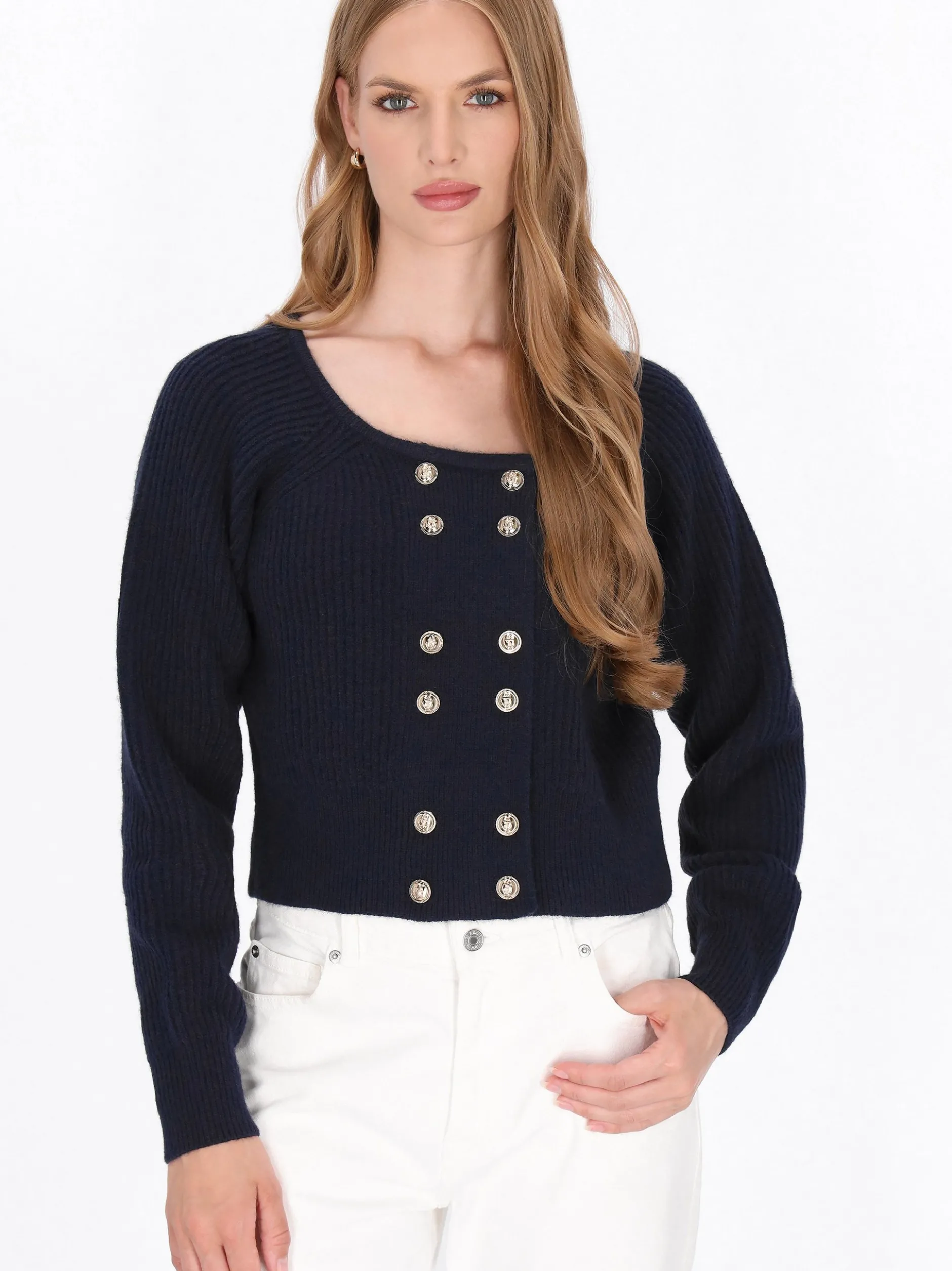 Dreimaster Damen Strickjacke in marine