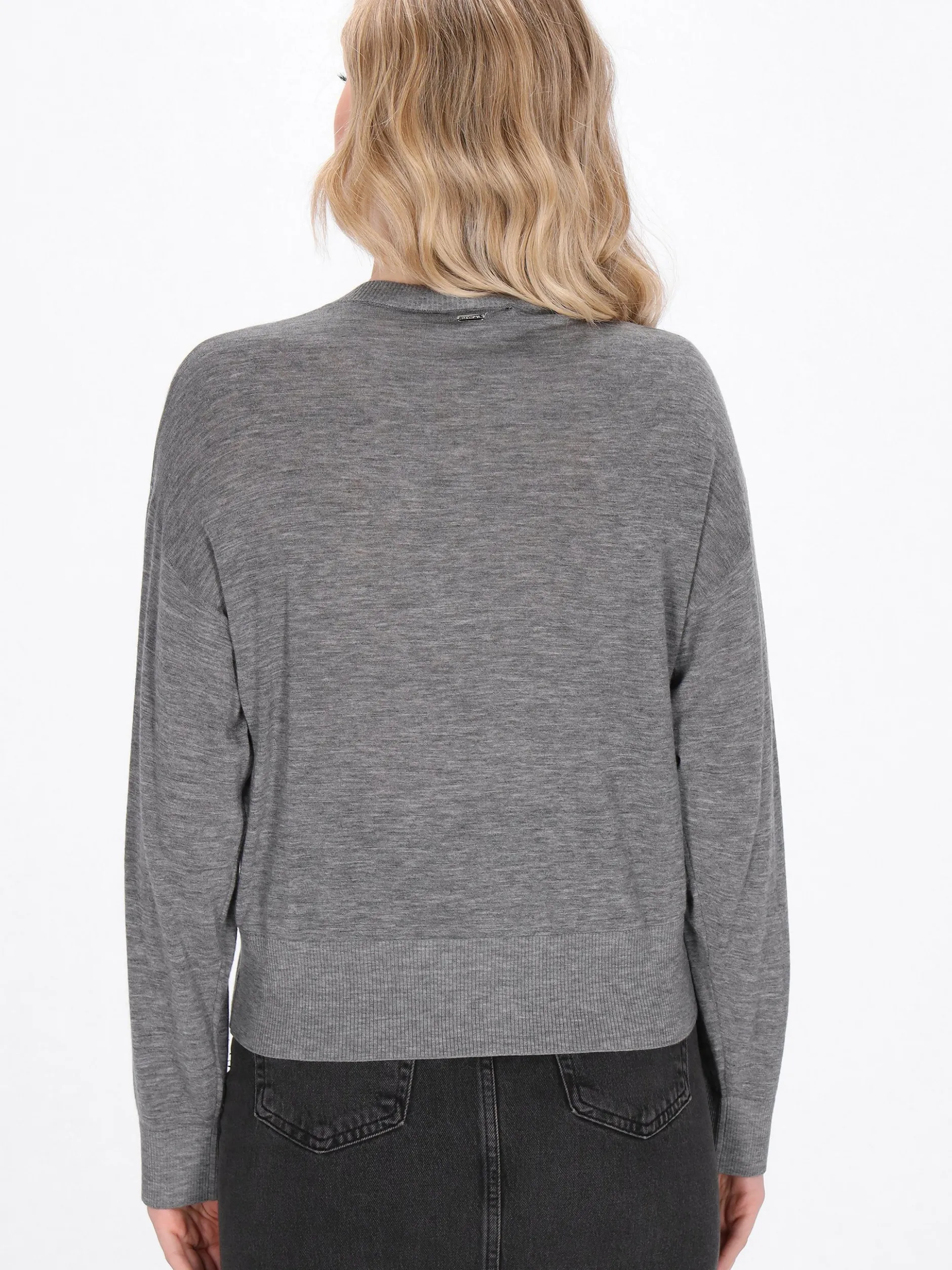 Dreimaster Damen Strickjacke in grau