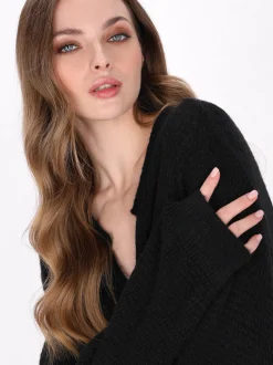 Dreimaster Damen Strickjacke in schwarz