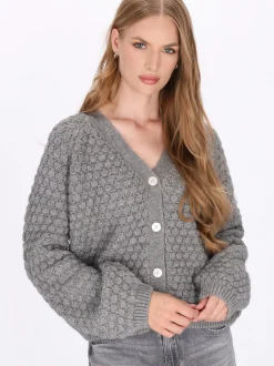 Dreimaster Damen Strickjacke in grau