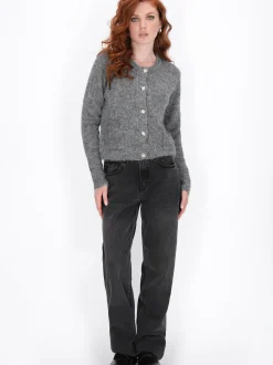 Dreimaster Damen Strickjacke in grau
