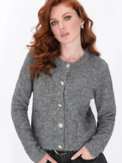 Dreimaster Damen Strickjacke in grau