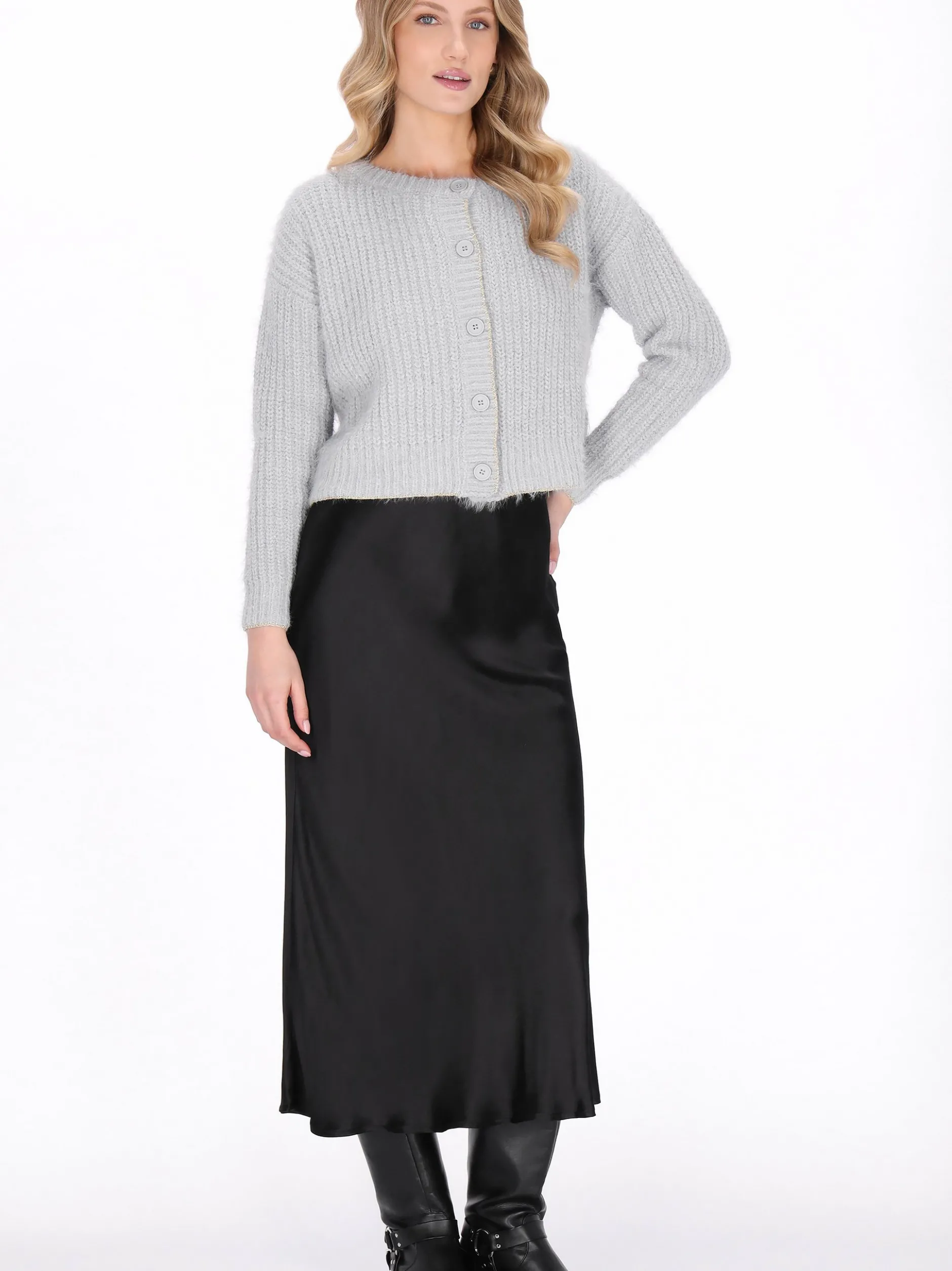 Dreimaster Damen Strickjacke in grau