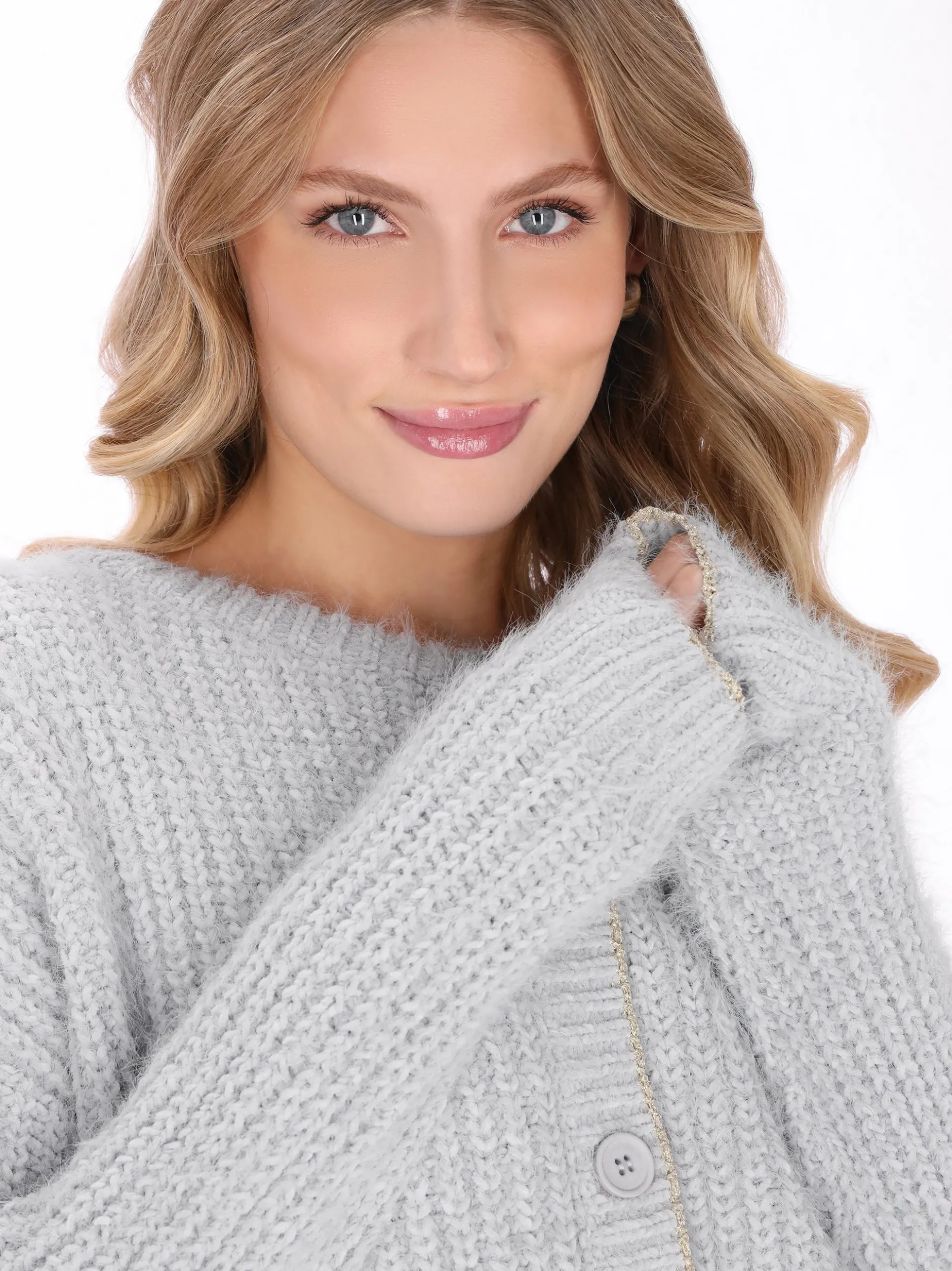 Dreimaster Damen Strickjacke in grau