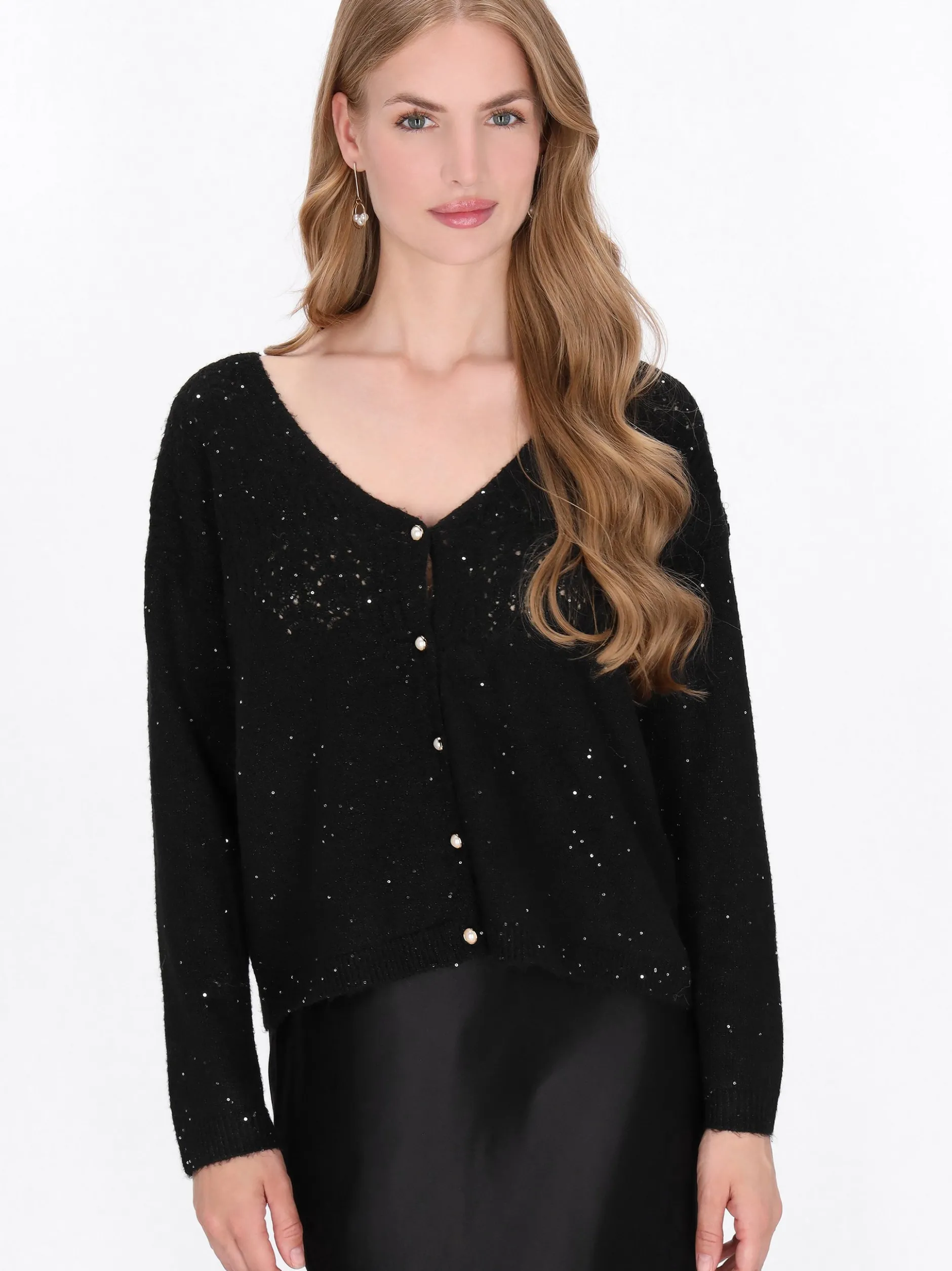 Dreimaster Damen Strickjacke in schwarz