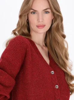 Dreimaster Damen Strickjacke in rot