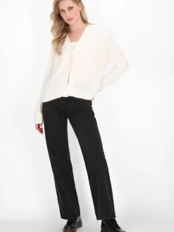 Dreimaster Damen Strickjacke in weiß