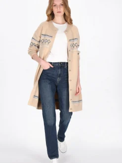 Dreimaster Damen Strickjacke in sand
